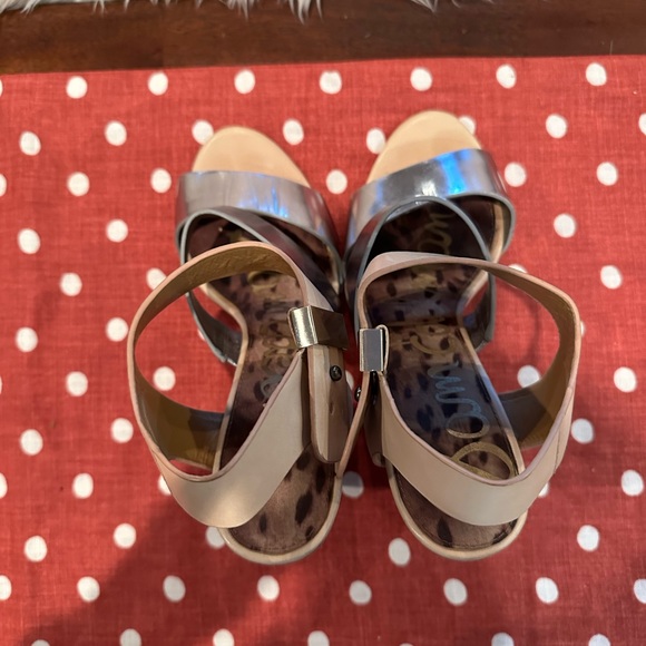 Sam Edelman Yelena Block Heels Sandals. Silver strap sandals - Picture 8 of 14